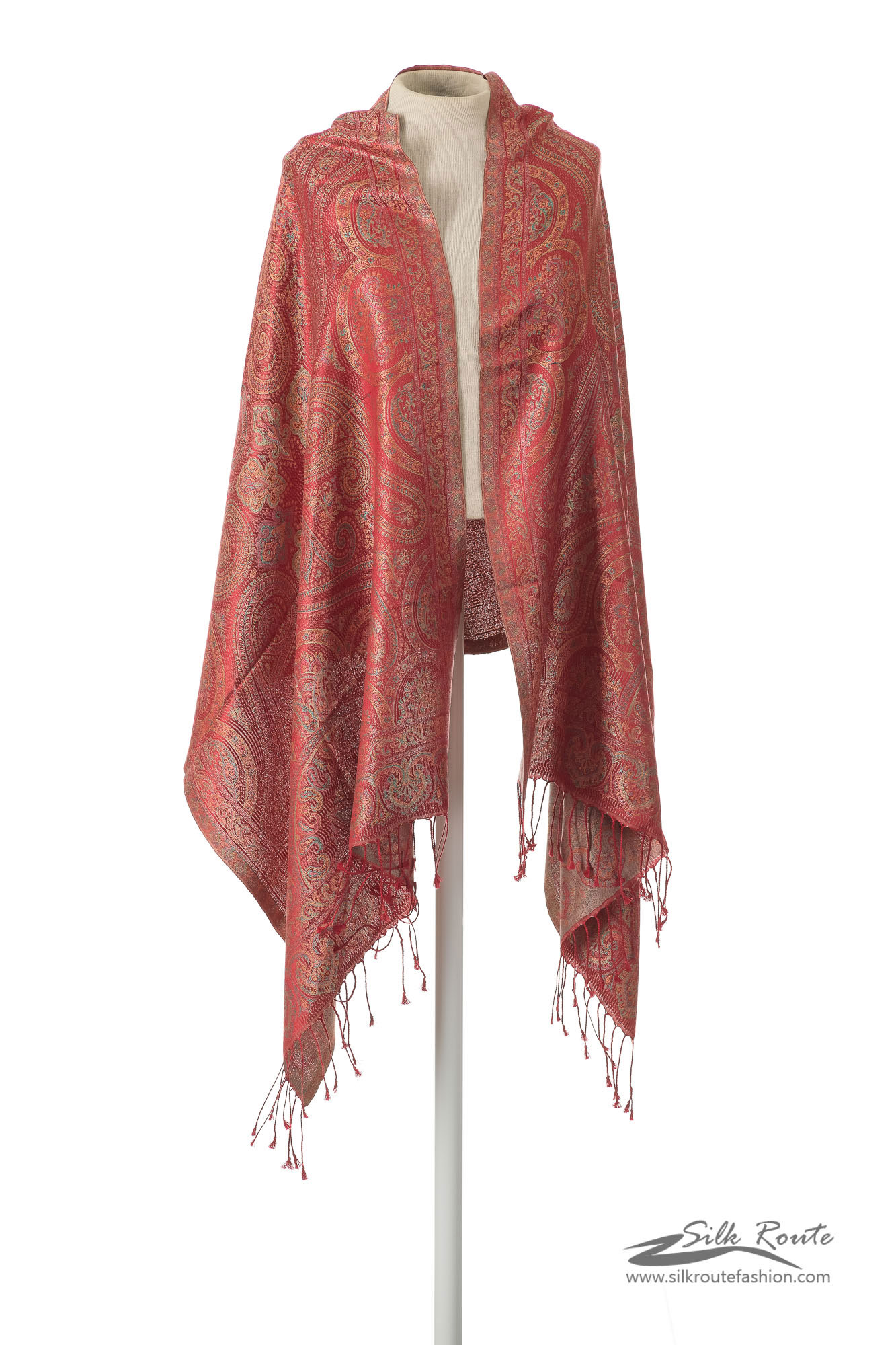 Classic Mandy Red Paisley Silk Scarf - Silk Route Fashion
